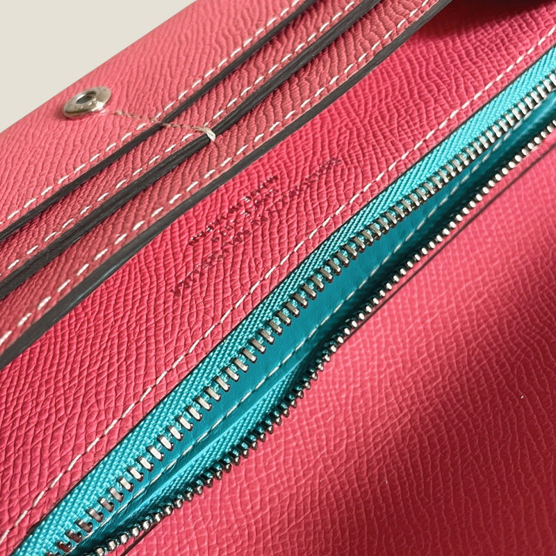 [フレンチカーフ] <br>フラップロングウォレット<br>color：ピンクアザレ<br>【受注生産】