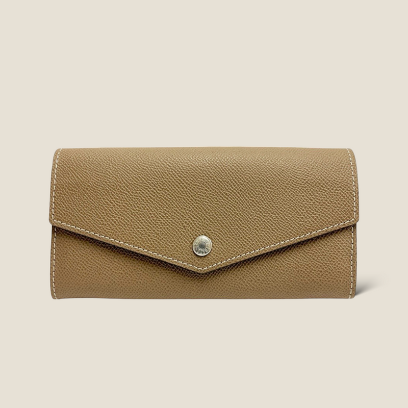 [French calf] <br>Flap long wallet<br>color: Tope