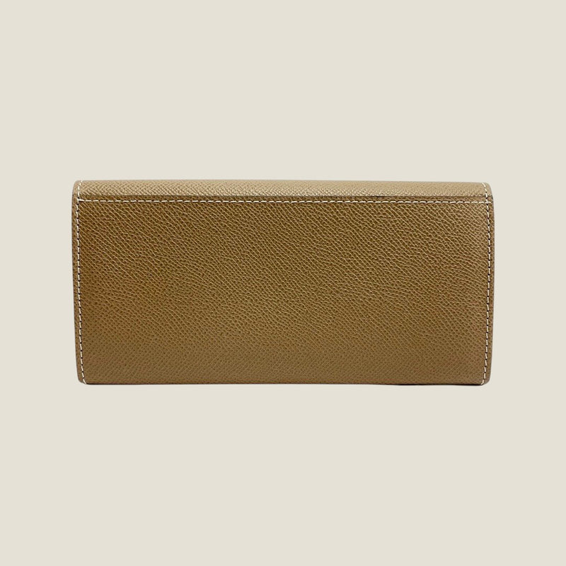 [French calf] <br>Flap long wallet<br>color: Tope