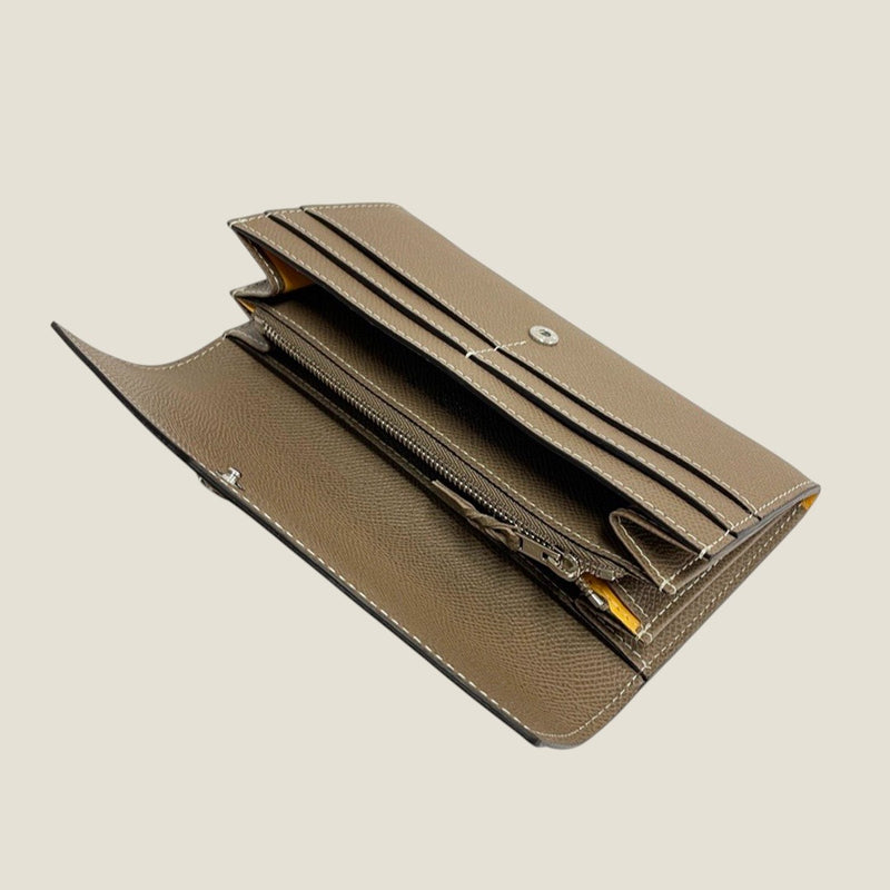 [French calf] <br>Flap long wallet<br>color: Tope