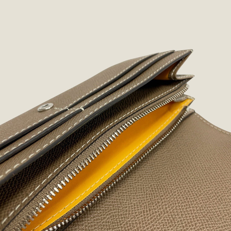 [French calf] <br>Flap long wallet<br>color: Tope