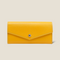 [French calf] <br>Flap long wallet<br>color: Yellow