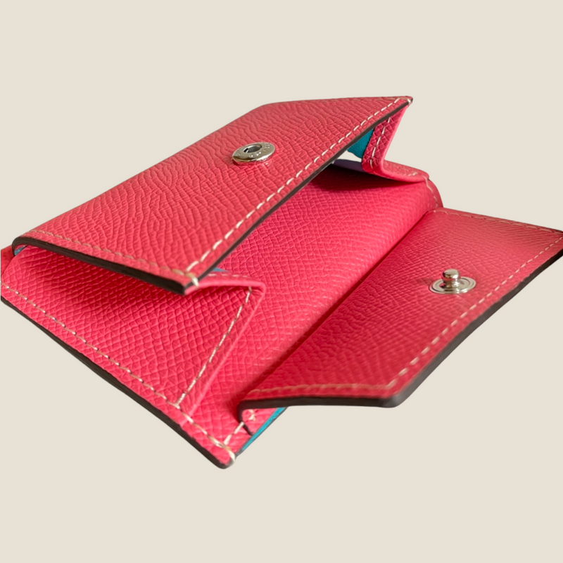 [French Calf] <br> Mini Snap Wallet <br> color: Pink Azare