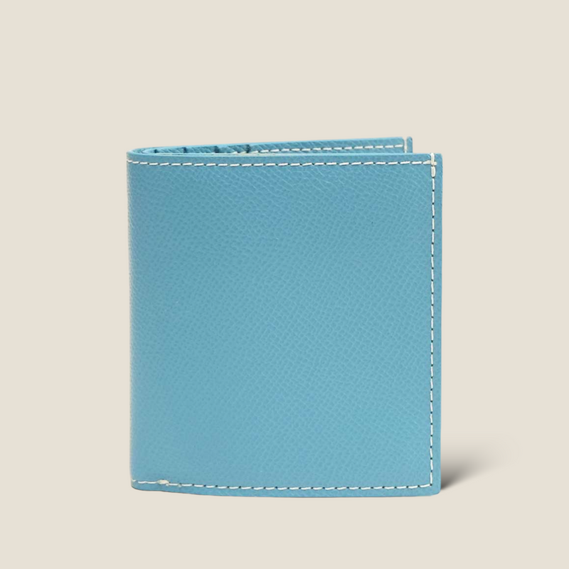 [French calf] <br>Mini wallet (with coin purse)<br>color: Aqua Blue
