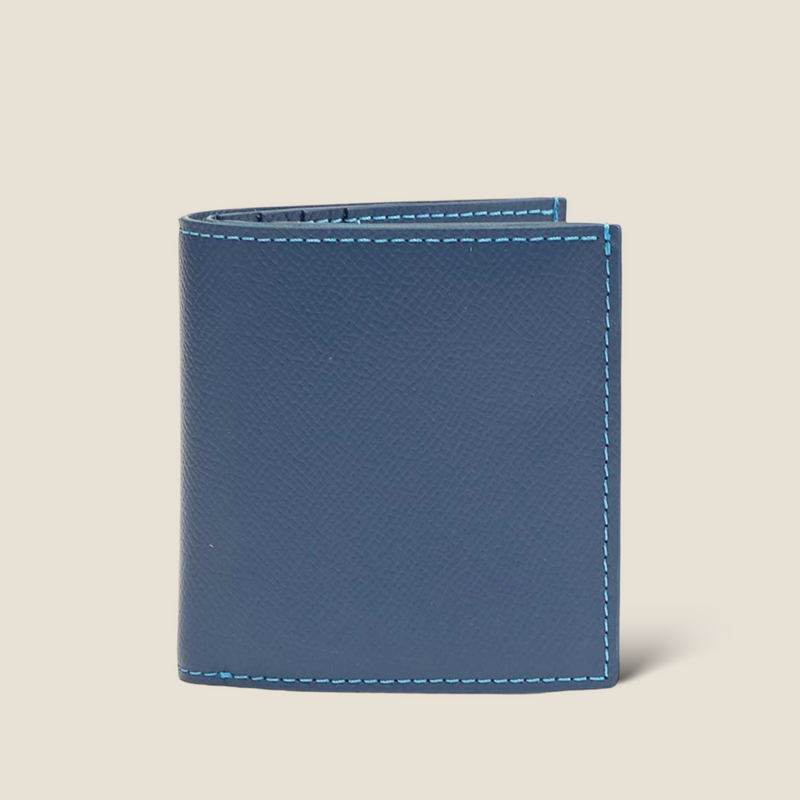 [French calf] <br>Mini wallet (with coin purse)<br>color: Ink blue<br>【Build-to-order manufacturing】