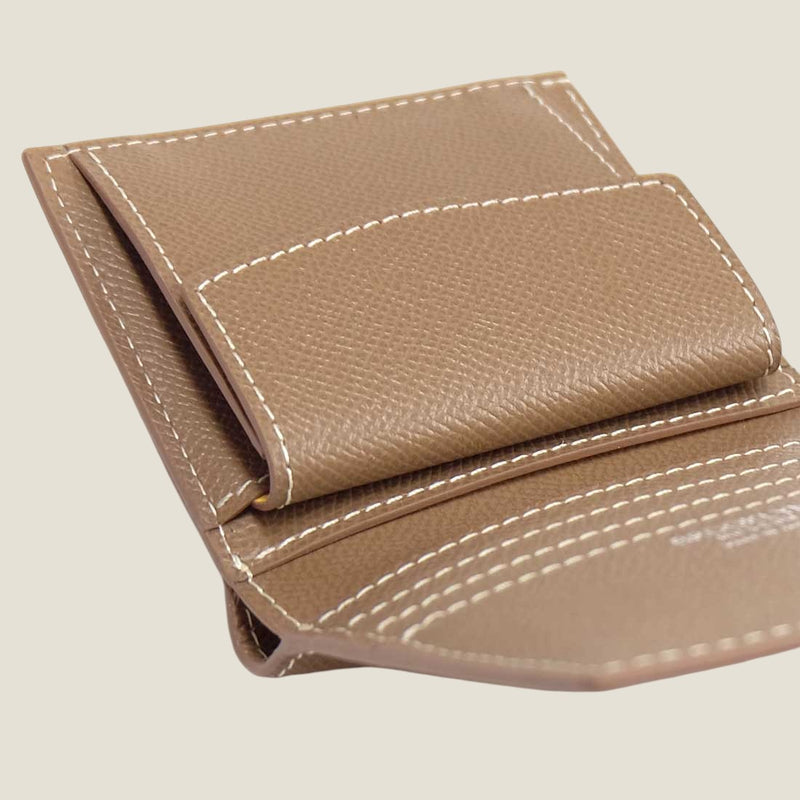 [フレンチカーフ] <br>ミニウォレット(小銭入れ有)<br>color：トープ