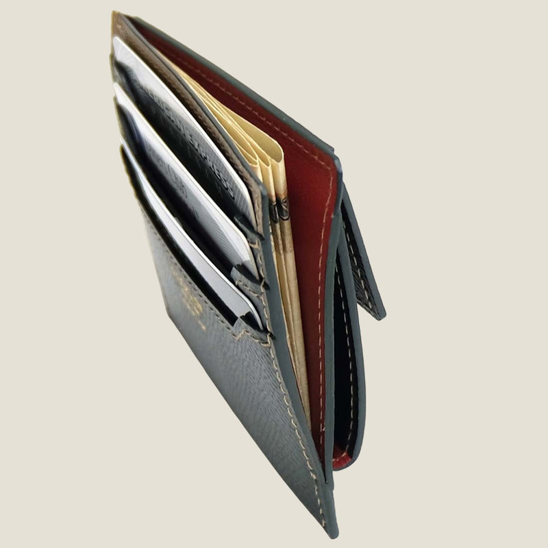 [French calf] <br>Mini -snap wallet<br>Color: Tope x Dark Green