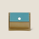 [French Calf] <br> Mini Snap Wallet <br> color: Gene Blue x Tope <br>