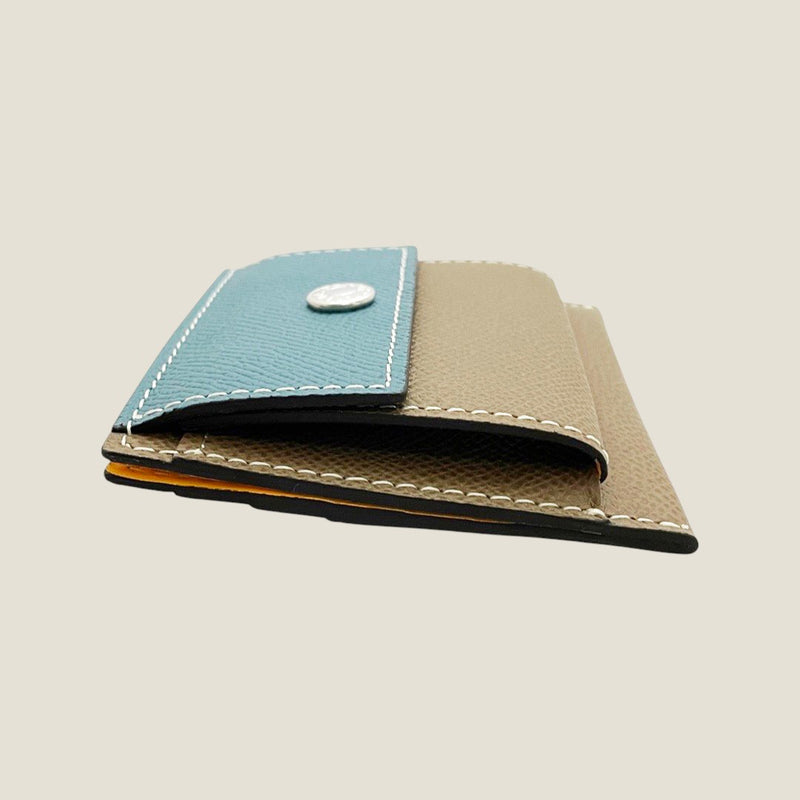 [French calf] <br>Mini -snap wallet<br>color: Gene Blue x Tope