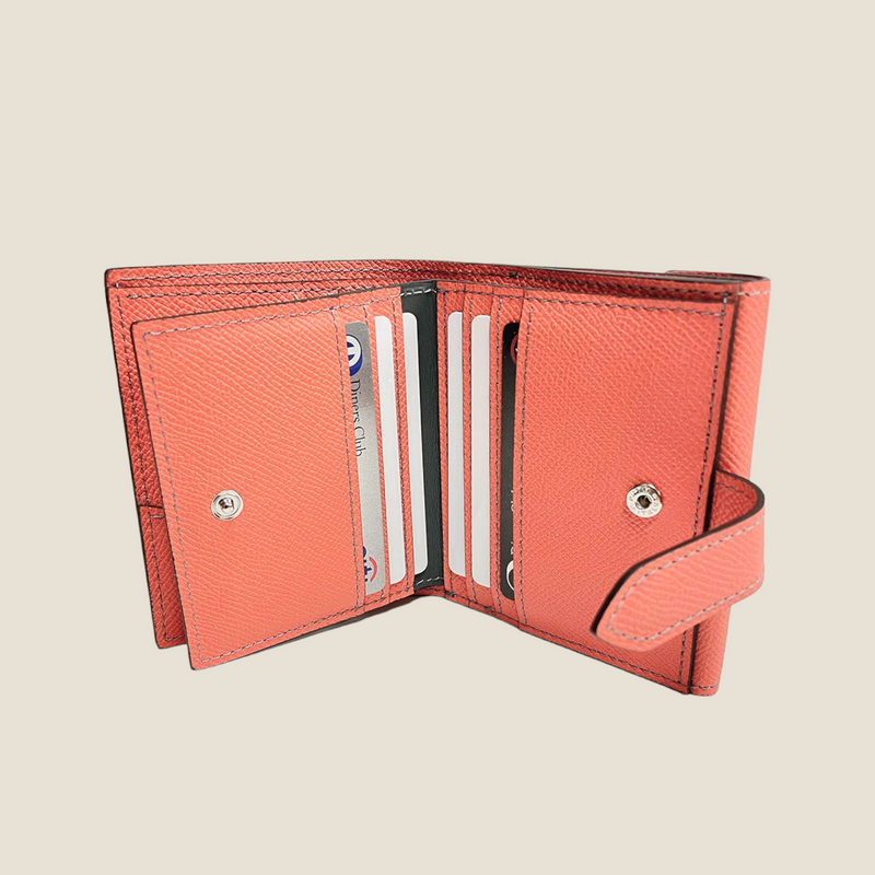 [French calf] <br>Hook -up wallet<br>Color: Coral Pink<br>【Build-to-order manufacturing】