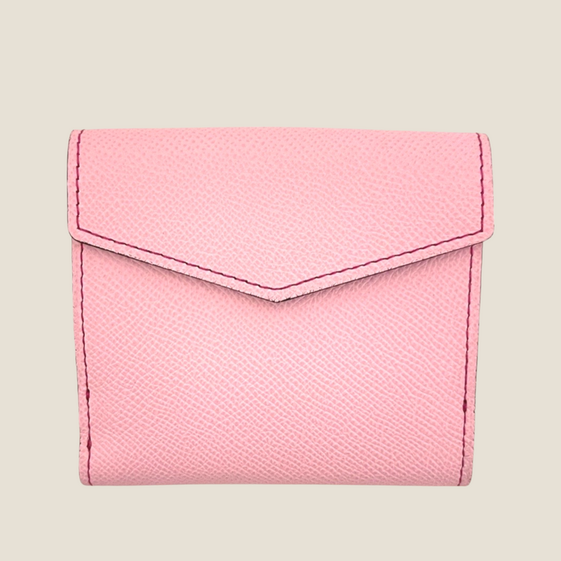 [French calf] <br>Hook -up wallet<br> color: Mauve Pink x Pink Stitch