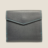 [French calf] <br>hookup wallet<br>Color: Navy x Turquoise stitch