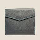 [French calf] <br>Hook -up wallet<br>Color: Navy x Turquoise Stitch