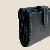 [French calf] <br>hookup wallet<br>Color: Navy x Turquoise stitch