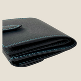 [French calf] <br>hookup wallet<br>Color: Navy x Turquoise stitch