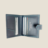 [French calf] <br>hookup wallet<br>Color: Navy x Turquoise stitch
