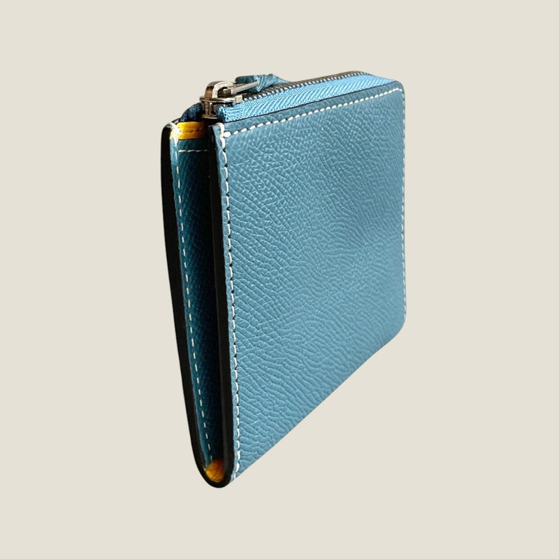 [フレンチカーフ] <br>ハーフLジップウォレット<br>color：ジーンブルー