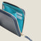 [French calf] <br>Half L zip wallet<br>Color: Navy x Turquoise Stitch