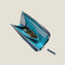 [French calf] <br>Half L zip wallet<br>Color: Navy x Turquoise Stitch