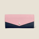 [French calf] <br>Flap long wallet<br>color: Mauve Pink x Ink Blue