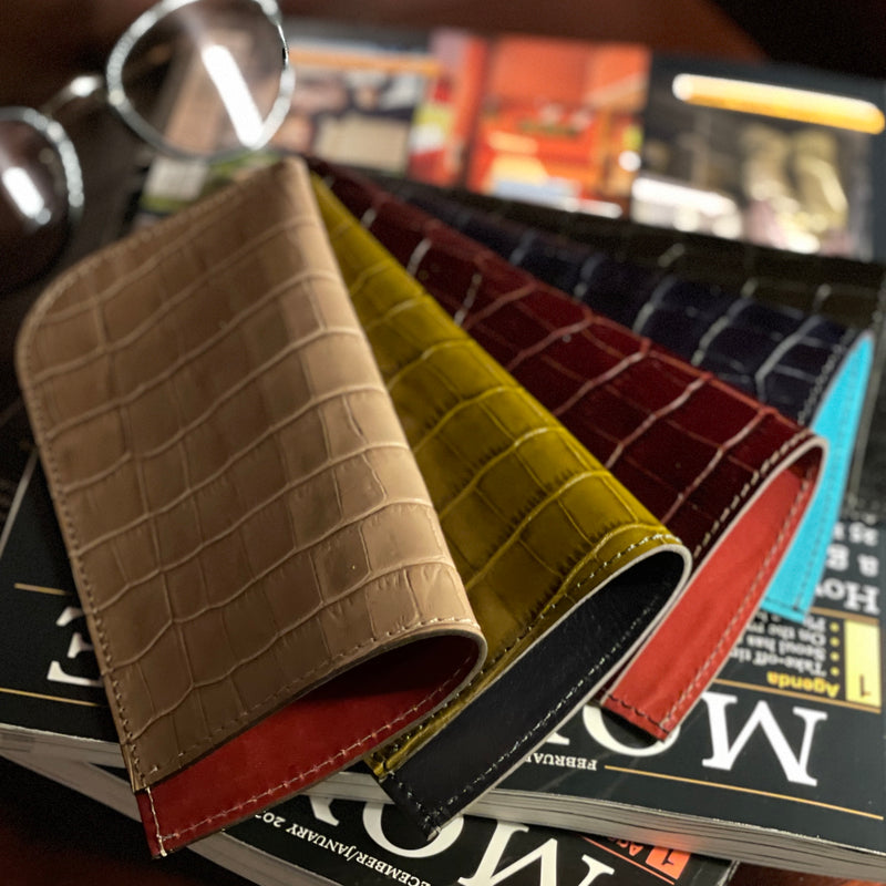 [クロコパターン] <br>メガネケース<br>color：トープ