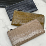 [Croc pattern] <br>L zip long wallet<br>color: black