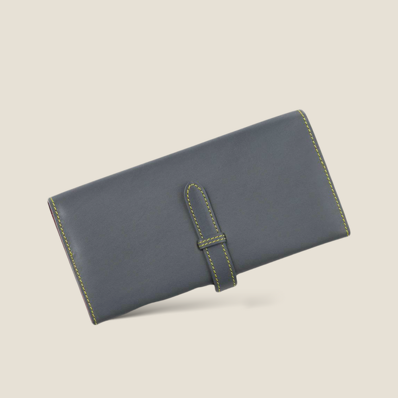 [Yamato] <br>Long wallet with belt<br>Color: Gray x Red