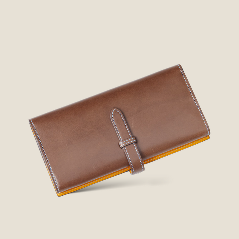 [Yamato] <br>Long wallet with belt<br>color: olive x yellow<br>【Build-to-order manufacturing】