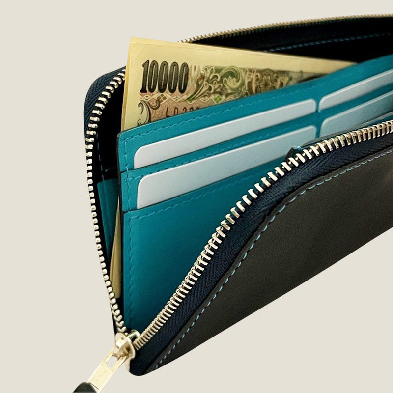 [Yamato] <br>L Zip long wallet<br>color: Navy