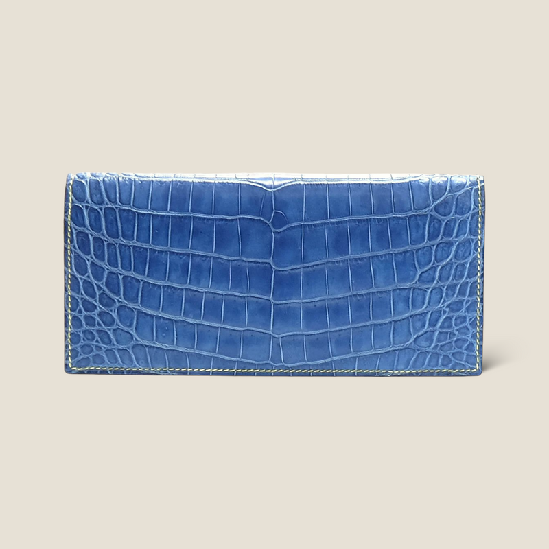 [Ai dyed crocodile] <br>Long wallet (with coin purse)<br>【Build-to-order manufacturing】