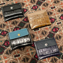 [フレンチカーフ×クロコパターン] <br>ミニスナップウォレット<br>color：ネイビー×ネイビー