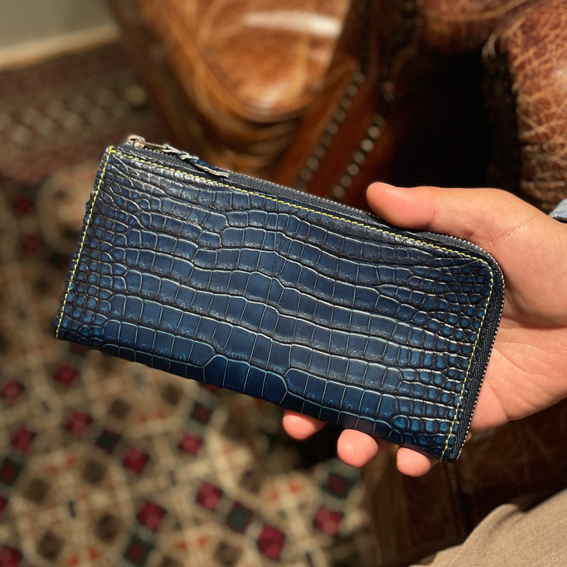 [Ai dyed crocodile] <br>L Zip long wallet