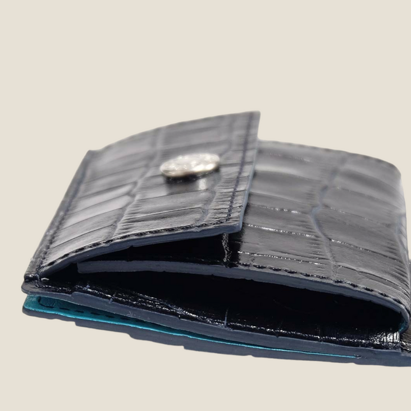 [Croco pattern leather] <br>Mini -snap wallet<br>color: Navy