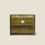 [Croc pattern leather] <br>mini snap wallet<br>color: khaki