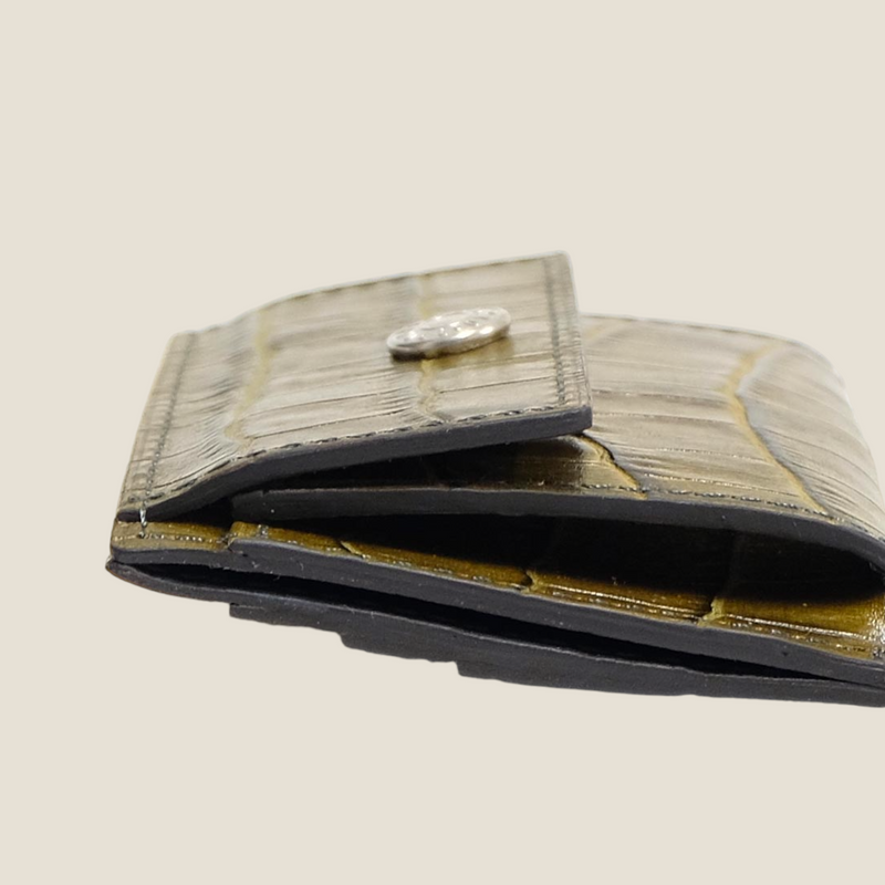 [Croco pattern leather] <br>Mini -snap wallet<br>color: Khaki