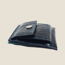 [Croco pattern leather] <br>Mini -snap wallet<br>Color: Navy x Turquoise Stitch