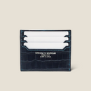 [Croco pattern leather] <br> Mini Snap Wallet <br> Color: Navy x Turquoise Stitch