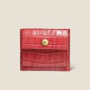 [Croco Pattern Leather] <br>Mini snap wallet<br>Color: Red