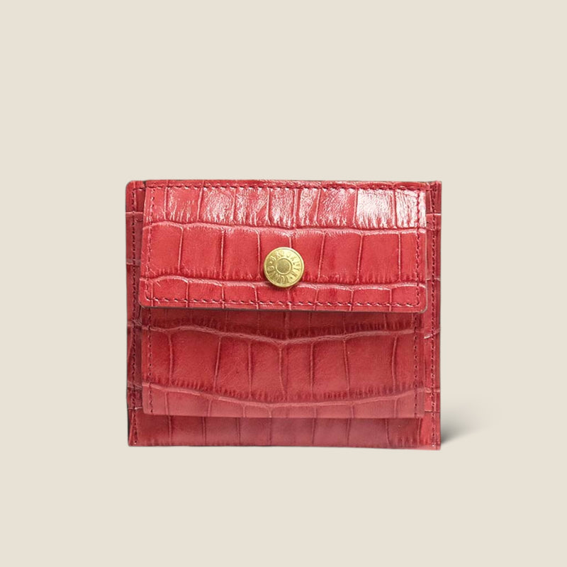 [Croco pattern leather] <br>Mini -snap wallet<br>color: Red