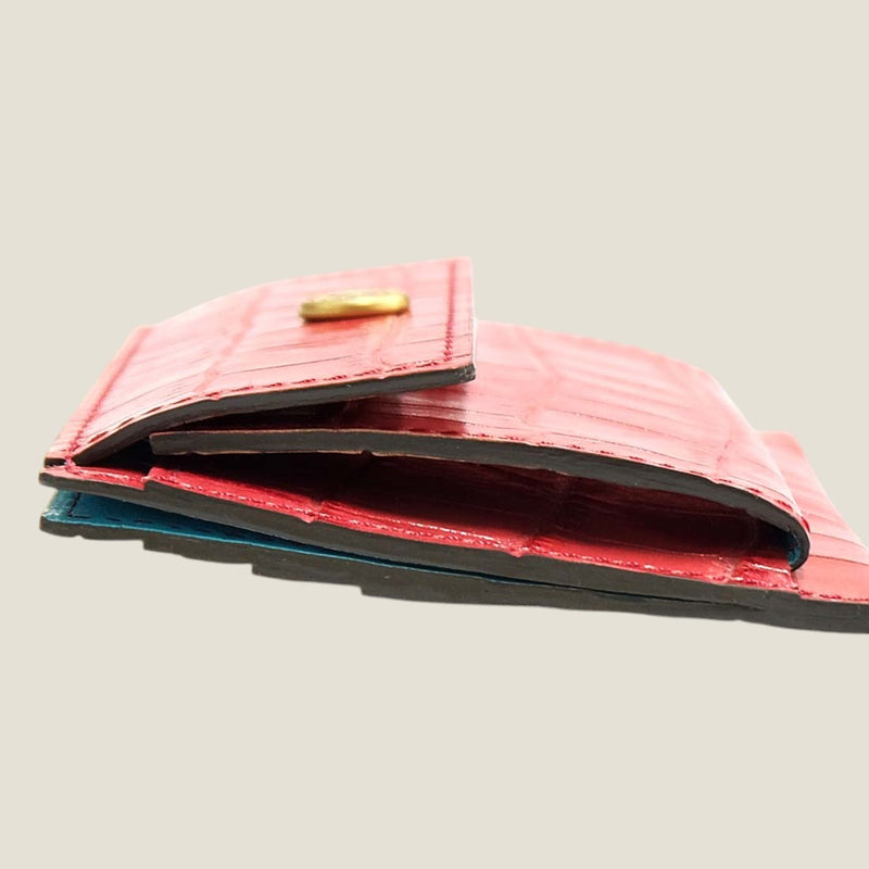 [Croco pattern leather] <br>Mini -snap wallet<br>color: Red