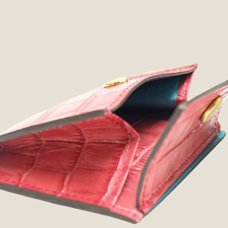 [Croco pattern leather] <br>Mini -snap wallet<br>color: Red