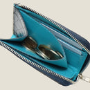 [サルベージ PROJECT]<br>[クロコパターンレザー] <br>ハーフLジップウォレット<br>color：ネイビー