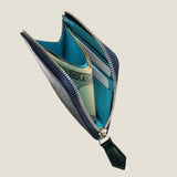 [Croc pattern leather] <br>Half L zip wallet<br>color: navy