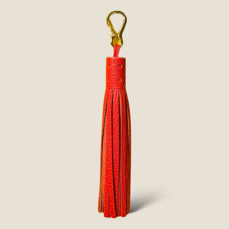 [Shrink leather]<br>Medali Ontassel Keychain<br>color: Blood Orange