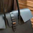 [シュリンクレザー×クロコパターンレザー]<br>ヴォヤージュLバッグ<br>color：ブラック