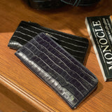 [Croc pattern] <br>L zip long wallet<br>color: navy