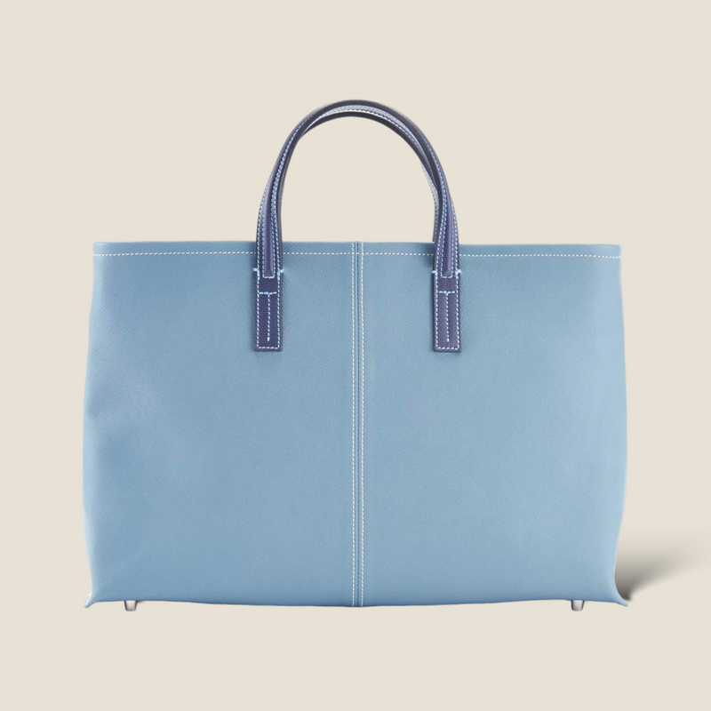 [French calf] <br>tote bag<br>color: Aqua Blue x Ink Blue<br>【Build-to-order manufacturing】
