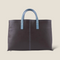 [French calf] <br>tote bag<br>color: Dark Brown x Aqua Blue<br>【Build-to-order manufacturing】