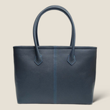 [フレンチカーフ] <br>ロワイヤルMトートバッグ<br>color：ネイビー×ターコイズステッチ×内装ネイビー