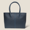 [French calf] <br>Medium tote bag<br>color: Navy x turquoise stitch x interior red